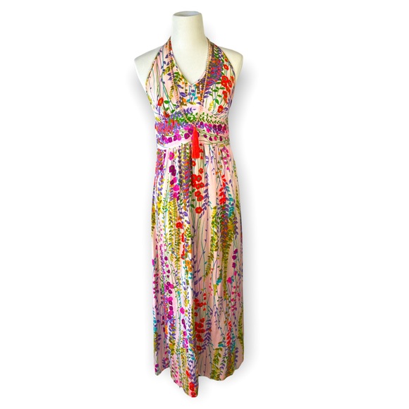60’s 70’s Vintage Halter Floral Maxi Dress - Picture 4 of 13